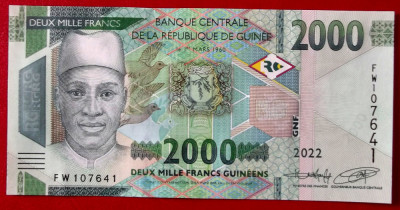 Guinea 2000 2.000 Francs 2022 UNC necirculata ** foto