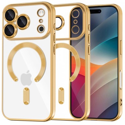 Husa MagSafe pentru Apple iPhone 17 Pro, Techsuit, Luxury Crystal, Aurie foto