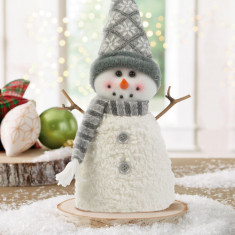 Decorațiune de Crăciun om de zăpadă - băț cu mâini, în pălărie - 35 x 22 cm