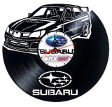 Ceas de perete Subaru Impreza WRX STI din disc vinil 30 cm, Negru, Mecanism Quartz Silentios, Decorativ Auto Motorsport