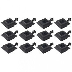 vidaXL Lămpi solare de exterior, 12 buc., negru, 12 cm, pătrat, LED