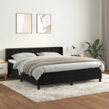 Pat box spring cu saltea, negru, 160x200 cm, catifea GartenMobel Dekor, vidaXL