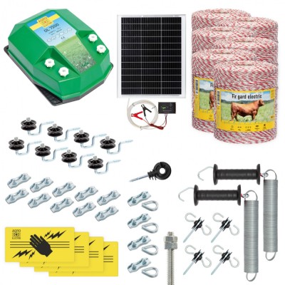 Pachet gard electric complet 6000&amp;nbsp;m, 7,2&amp;nbsp;Joule, cu sistem solar, pentru animale domestice foto