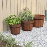 VidaXL Set de jardiniere tip găleată, 3 piese, lemn masiv de brad