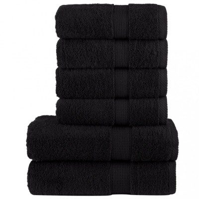 vidaXL Set de prosoape premium SOLUND, 6 piese, negru, 600 g/m&amp;sup2; foto