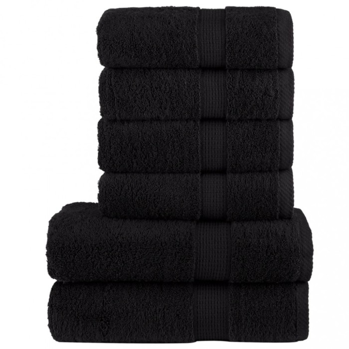 vidaXL Set de prosoape premium SOLUND, 6 piese, negru, 600 g/m&sup2;