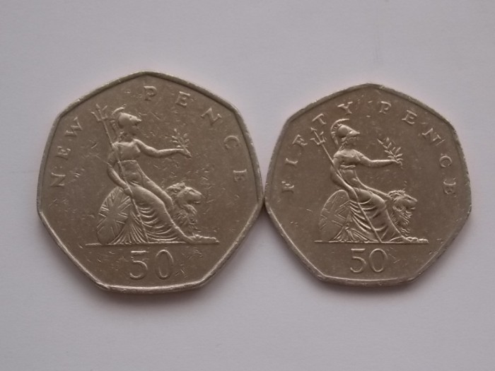 LOT 2 MONEDE 50 PENCE-1969,1997 -GBR