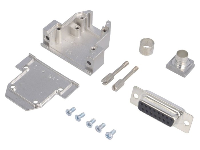 Conector D-Sub mamă 15 pini, negru