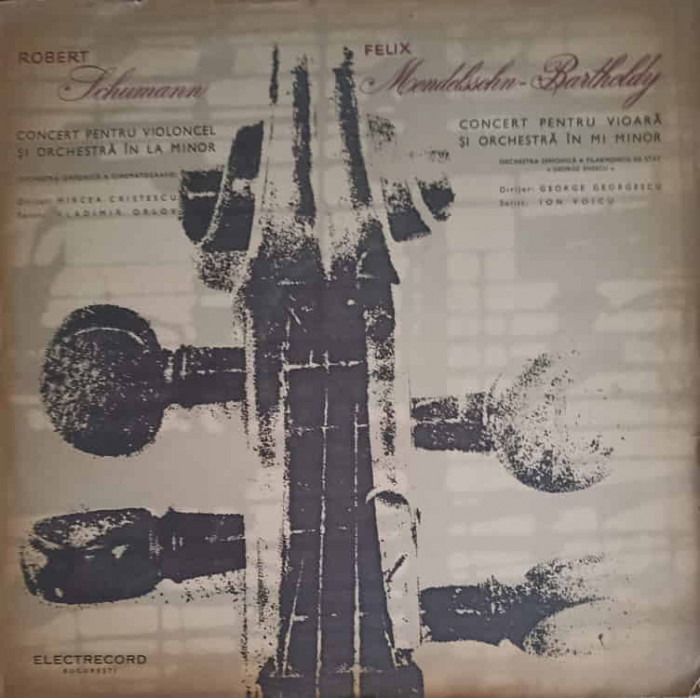 Disc vinil, LP. CONCERT PENTRU VIOLONCEL SI ORCHESTRA IN LA MINOR. CONCERT PENTRU VIOARA SI ORCHESTRA IN MI MINO