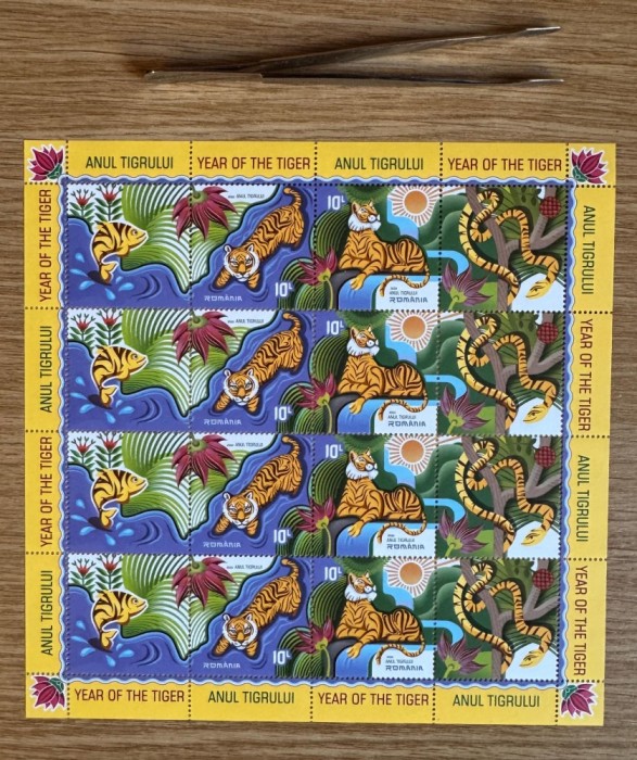 Zodiacul Chinezesc Anul tigrului, minicola de 4 serii si 8 viniete 2022 LP 2356a