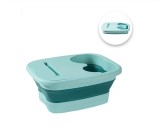 Cadita Pliabila din Plastic pentru Picioare si Masaj Calmant, cu Suport pentru Telefon Mobil, 39x32x17cm, Verde