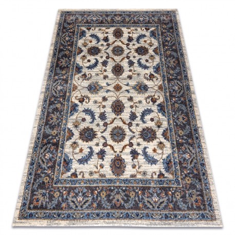 Covor Soft 6019 Flori Cadru bej si albastru si roșu, 120x170 cm