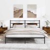 VidaXL Cadru de pat fără saltea Stejar afumat 183x203cm Lemn prelucrat