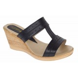 Papuci dama din piele naturala cu platforme de 7cm Negru PAP300NBOX