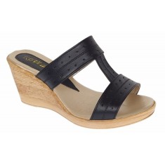 Papuci dama din piele naturala cu platforme de 7cm Negru PAP300NBOX