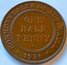 Moneda istorica HALF PENNY - AUSTRALIA, anul 1936 *cod 4585 A = excelenta foto