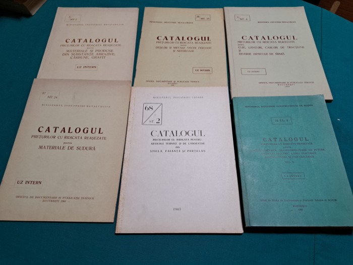 LOT 6 CATALOAGE PREȚURI CU RIDICATA DIFERITE MATERIALE *STICLĂ, CUIE /1965 *777