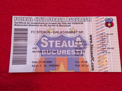 Bilet meci fotbal STEAUA BUCURESTI - GALATASARAY (27.08.2008) foto
