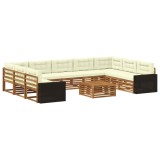 vidaXL Set de canapele de exterior cu pernă 10 pcs Natural și Crem 3383873