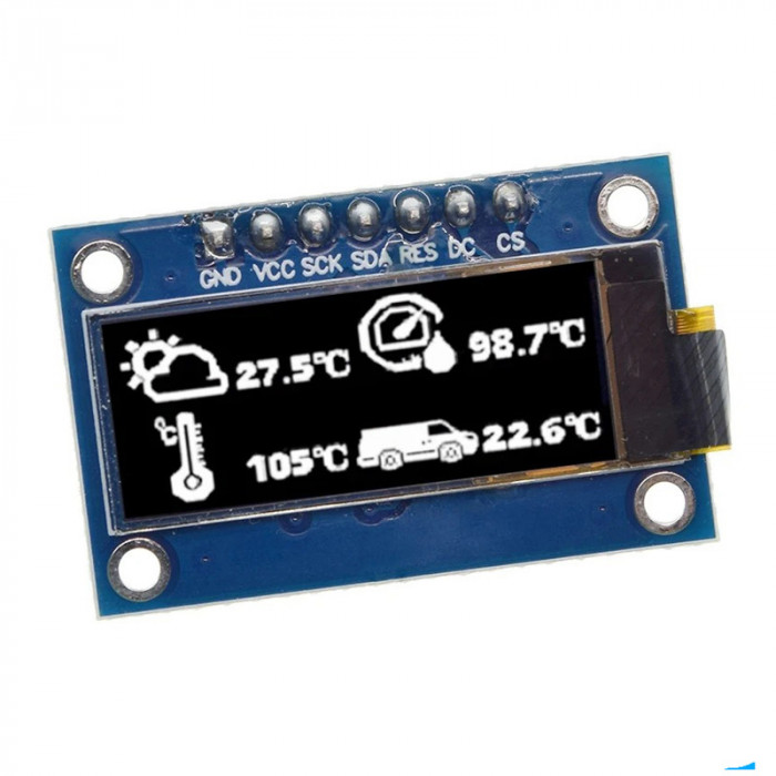 Display 0.91 inch 128x32 ALB, interfata SPI, ecran OLED SSD1306 Arduino