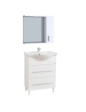 Set mobilier baie cu lavoar ceramic, GN1871, front MDF, un sertar, o usa, 65 cm, picioare cromate reglabile, manere cromate si oglinda cu dulap GN0001