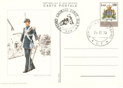 UNIFORME MILITARE SAN MARINO CARTE POSTALA FDC 1979 foto