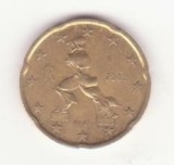 Italia 20 eurocenți 2002 - prima hartă., Europa