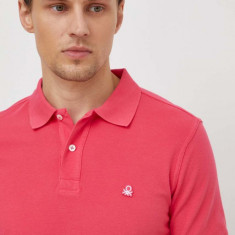 United Colors of Benetton polo de bumbac culoarea roz, neted