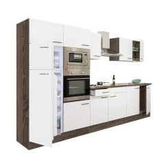 Mobilă de bucătărie Yorki 330, corp din stejar Yorki, cu față alb satinat