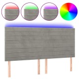 Cumpara ieftin Tablie de pat cu LED, gri deschis, 180x5x118/128 cm, catifea