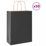 vidaXL Saci de h&acirc;rtie 50 buc cu m&acirc;nere negre 26x12x35 cm