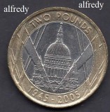 Anglia, Marea Britanie, 2005 2 Pounds, Comemorativa, WW II, St. Paul&#039;s Church