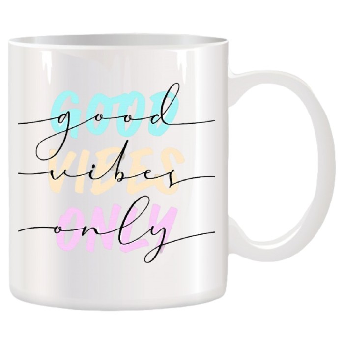 Cana alba personalizata &rdquo; Good vibes only &rdquo;, INOVATIX&reg;. 330ml
