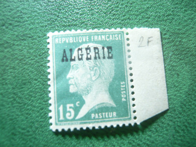 Timbru Algeria Franceza 1924 Pasteur , 15c , supratipar foto