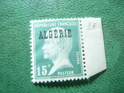 Timbru Algeria Franceza 1924 Pasteur , 15c , supratipar foto