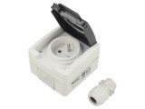 Conector alimentare AC 250V, 16A, IP55, soclu 2P+PE pentru perete