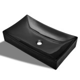 Cumpara ieftin Chiuveta ceramica pentru baie, dreptunghiulara, negru