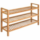 Cumpara ieftin Pantofar cu 3 rafturi, 100x27x60 cm, lemn masiv de stejar