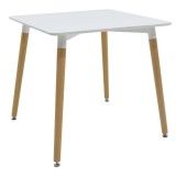 Cumpara ieftin Masa Natali MDF blat alb picioare naturale 80x80x73 cm