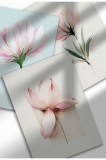 WF-SET19|Set de 3 postere cu flori &icirc;n acuarelă, artă botanică de perete, imprimeuri digitale pe p&acirc;nză, model floral minimalist | 3 x A3 (29.7 x 42 cm)
