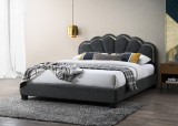 Pat tapitat Comfort 2 cu LED , 160x200, cadru din lemn cu somiera fixa, culoare Gri