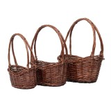 Set 3 cosuri de rachita ovale, maro lucios / ZTS 8001