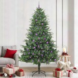 vidaXL Brad de Crăciun artificial pre-luminat cu set de bile Verde 3395372