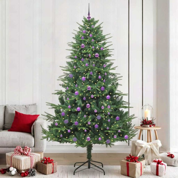vidaXL Brad de Crăciun artificial pre-luminat cu set de bile Verde 3395372