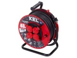 Prelungitor alimentare 3x1,5mm2 bobinat KEL - 4 prize gumă negru