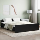 Cadru Pat Gossi Negru 140x200 cm cu Tablie Lemn Masiv, Durabil