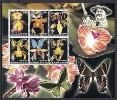 Benin 2002 - FLUTURI,ORHIDEE,SCOUTISM - BL. XXXL - MNH foto