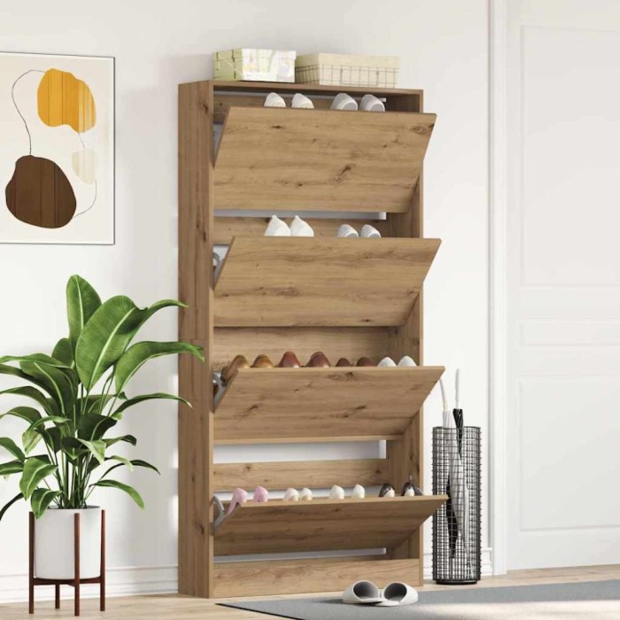 vidaXL Dulap pentru &Icirc;ncălțăminte stejar artizanal 80 x 21 x 163.5 cm