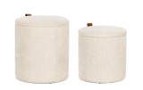 Cumpara ieftin Set 2 tabureti mdf textil crem piele maro Katia 34.5x36 cm; 39x44 cm