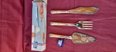 set pentru desert suflat cu argint foto